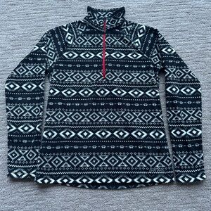 Eddie Bauer Women’s Black and White Quarter Zip-Up Fleece